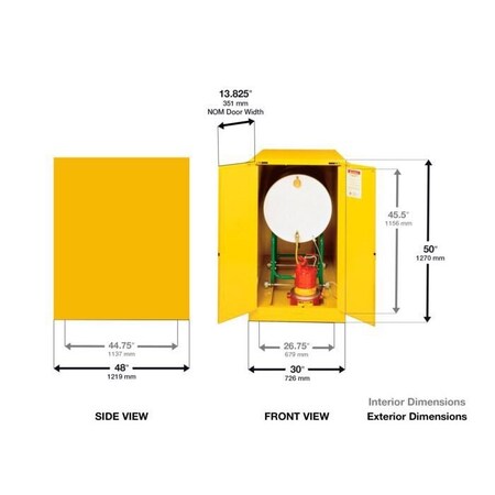 Eagle Mfg 55 Gallon, 1 Drum, Horizontal, 2 Door, Manual Close, Pesticide Safety Cabinet, Green - PEST1928X